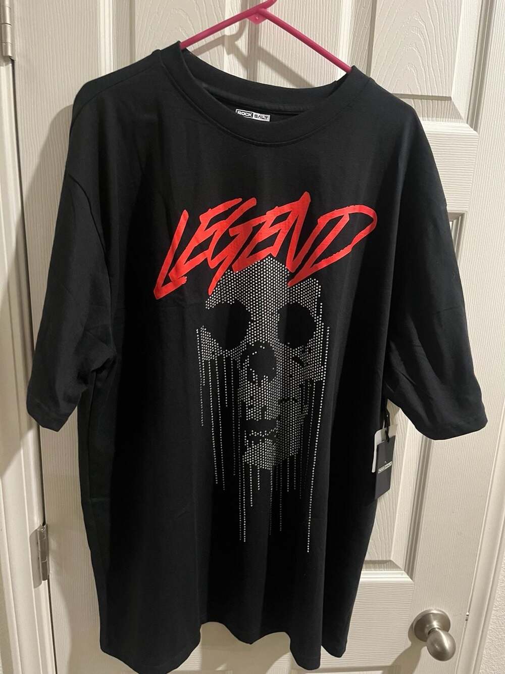 Rock Salt Legend Skull Rhinestone Graphic T-Shirt Black 3X